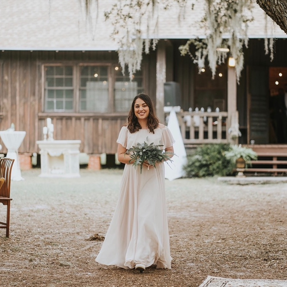 After Six Nude Off the Shoulder Long Gown Bridesmaid Dress